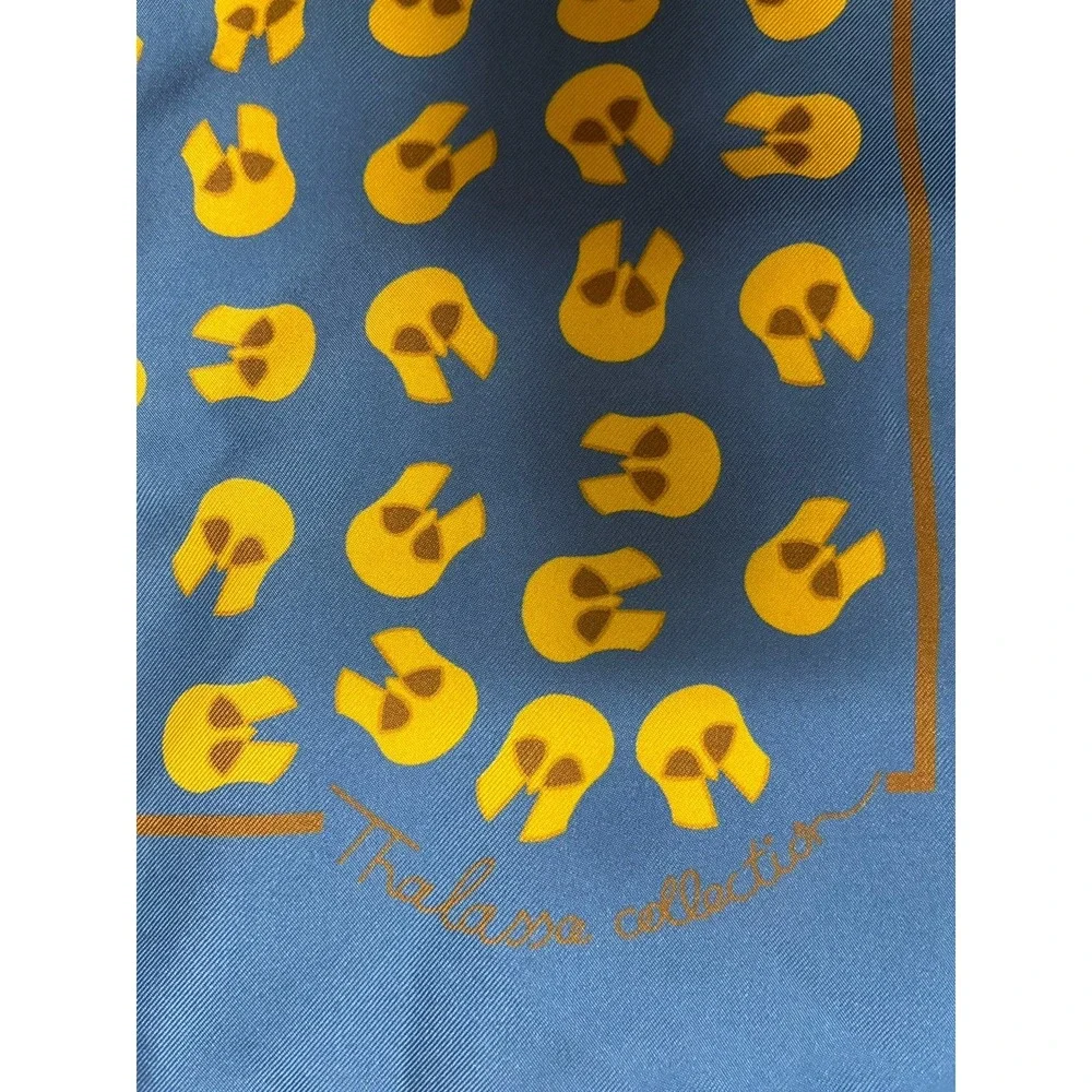 Thalassa‎ Collection Greece Silk Scarf 18x18in Blue Spartan Helmet Print Italy - Picture 3 of 6